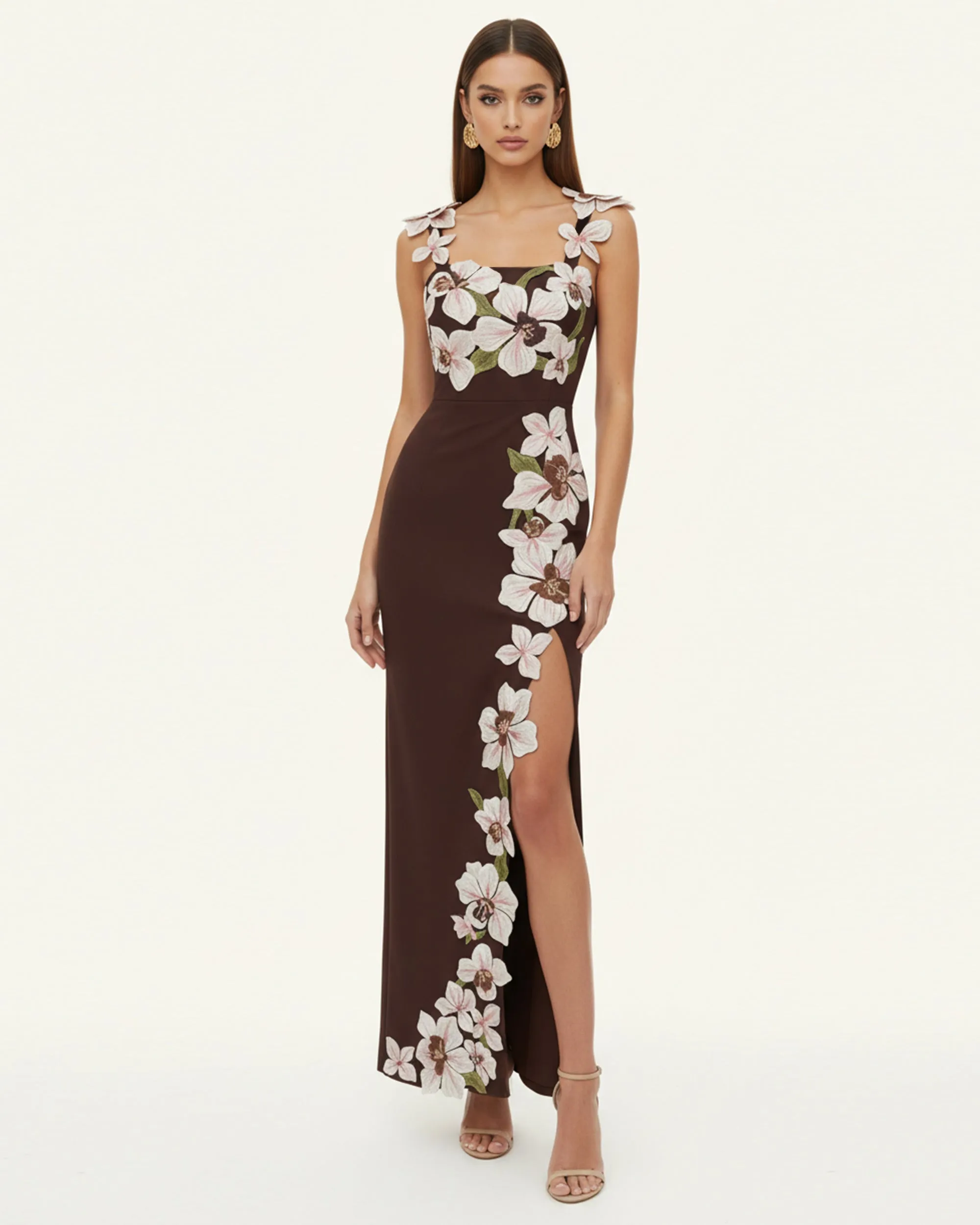 Flower Embroidered Dress - Brown/Pink sold by JW PEI