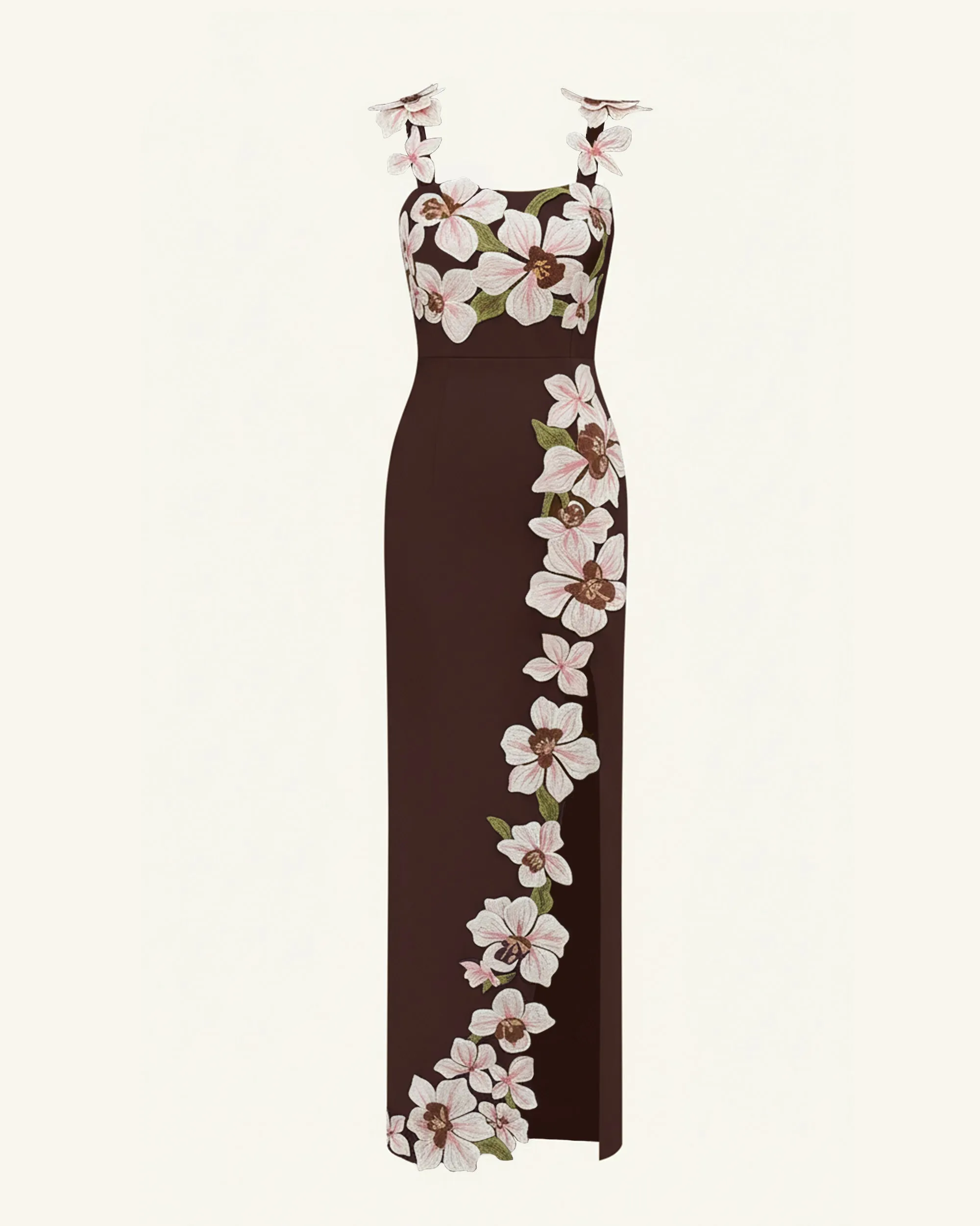 Flower Embroidered Dress - Brown/Pink sold by JW PEI product image thumbnail 3