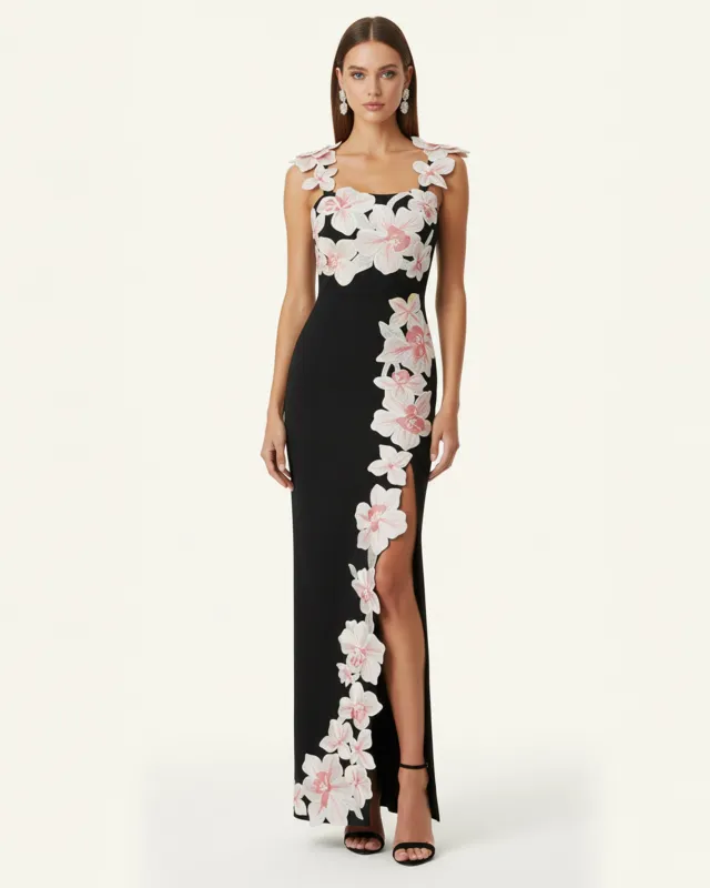 Flower Embroidered Dress - Black/Pink sold by JW PEI