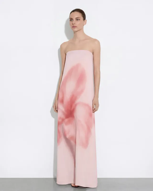 Watercolor Floral Print Strapless Maxi Dress - Pink sold by JW PEI