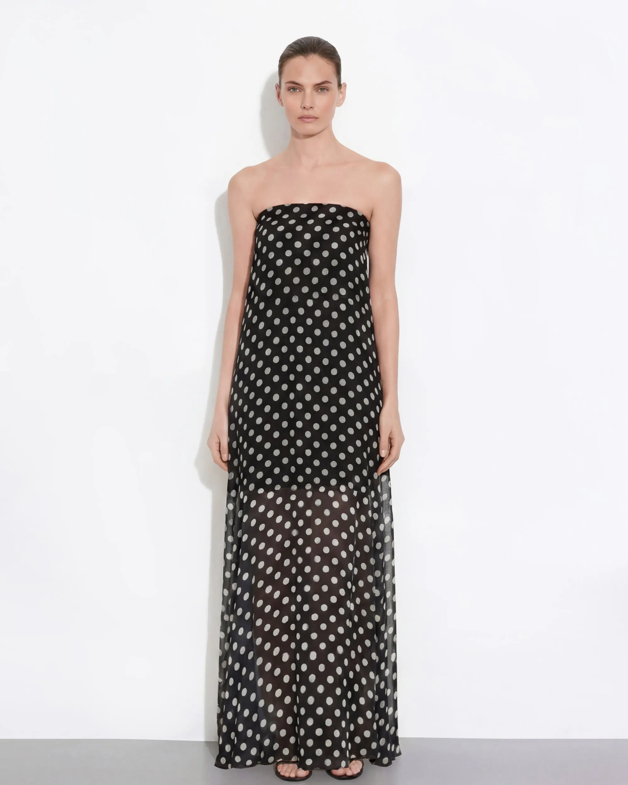 Polka-Dot Strapless Maxi Dress - Black sold by JW PEI
