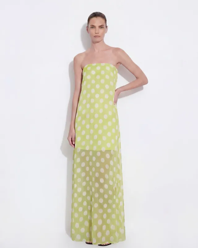Polka-Dot Strapless Maxi Dress - Green sold by JW PEI