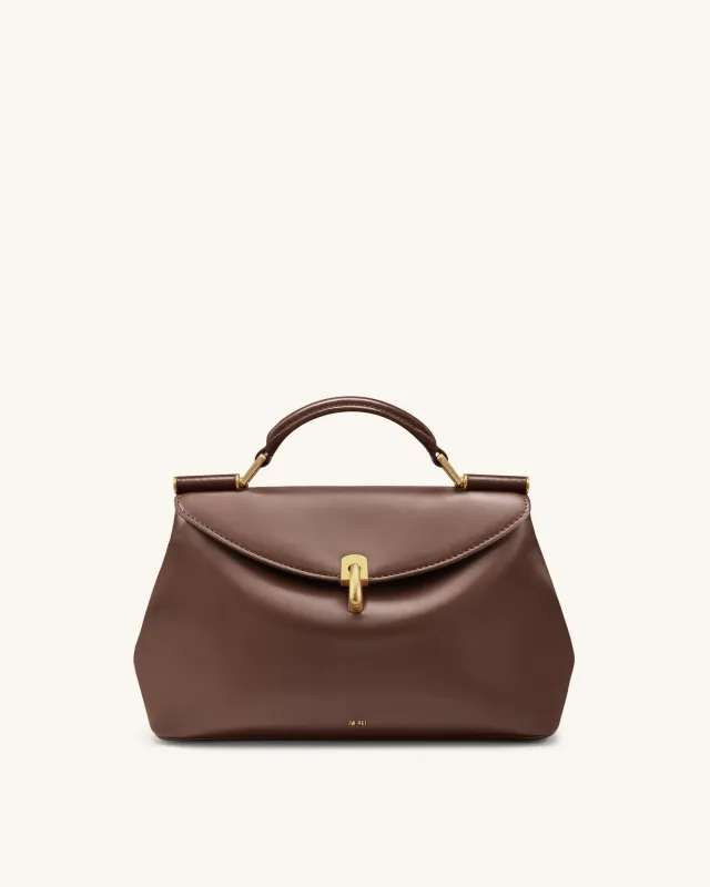 Audrey Flap Lock Top Handle Bag - Brown made by JW PEI
