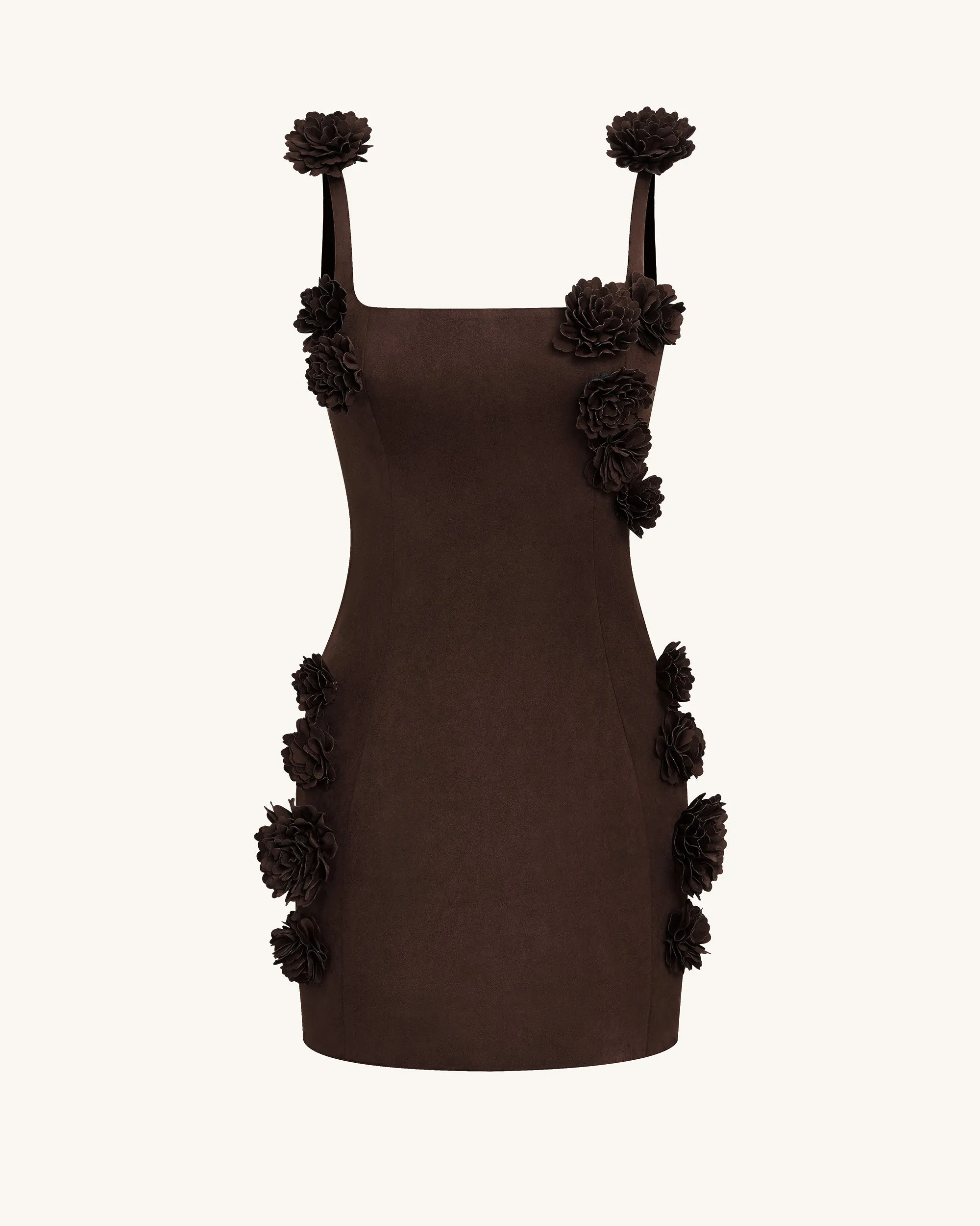 Elaina Rosette Applique Mini Dress - Chocolate Brown sold by JW PEI product image thumbnail 3