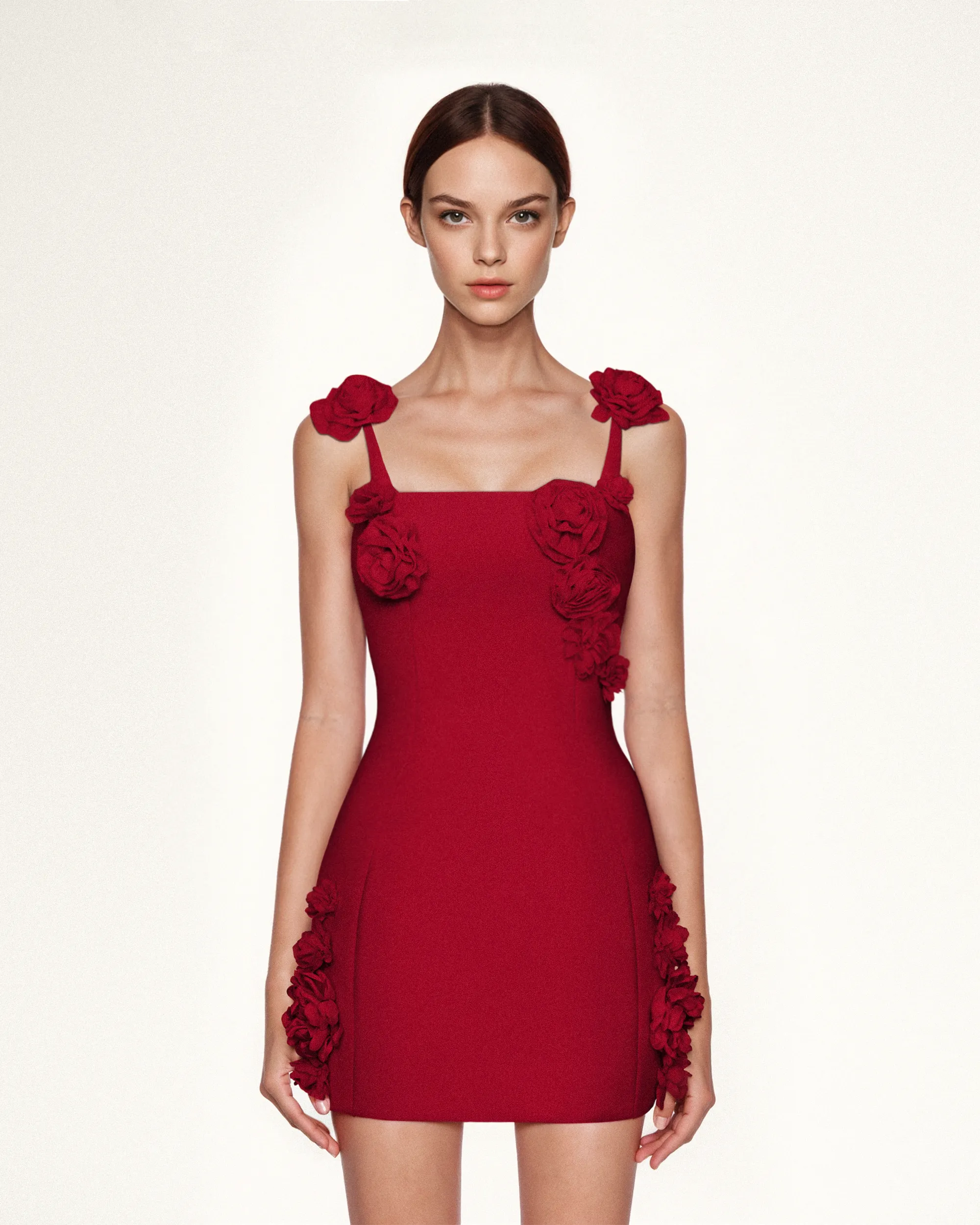 Elaina Rosette Applique Mini Dress - Red sold by JW PEI product image thumbnail 3