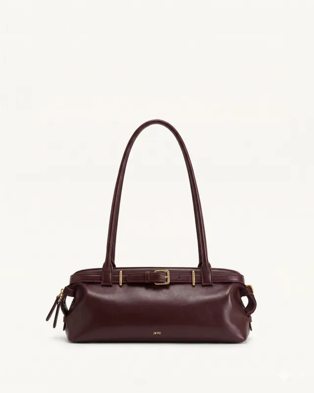 Elodie Belted Shoulder Bag - Burgundy sold by JW PEI