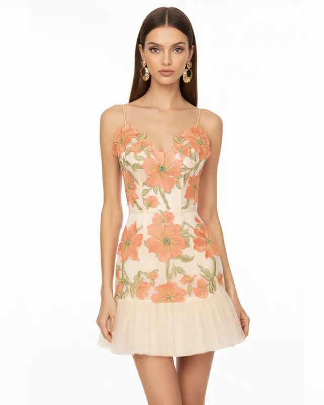 Floral Sling Mini Dress - Coral sold by JW PEI