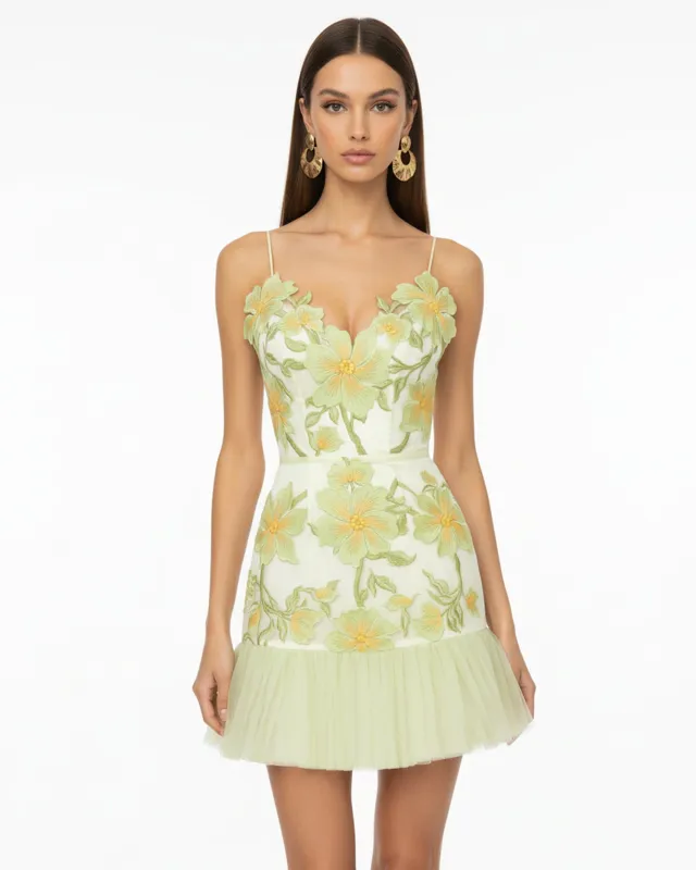 Floral Sling Mini Dress - Pistachio sold by JW PEI