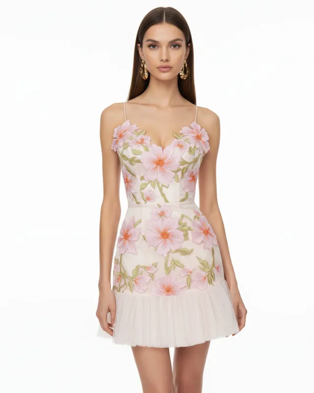 Floral Sling Mini Dress - Rose Pink sold by JW PEI