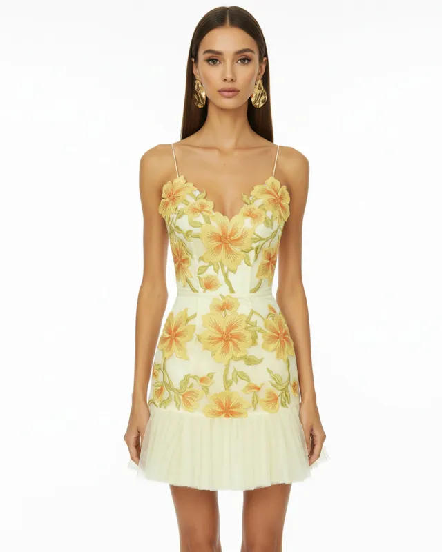 Floral Sling Mini Dress - Marigold sold by JW PEI