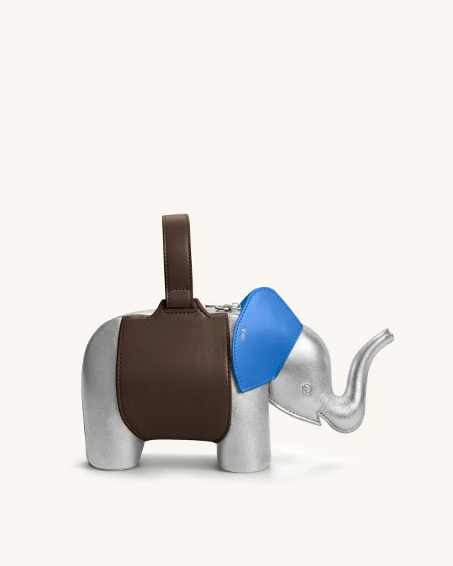 Claire Elephant Shaped Handbag - Silver/Dark Brown made by JW PEI