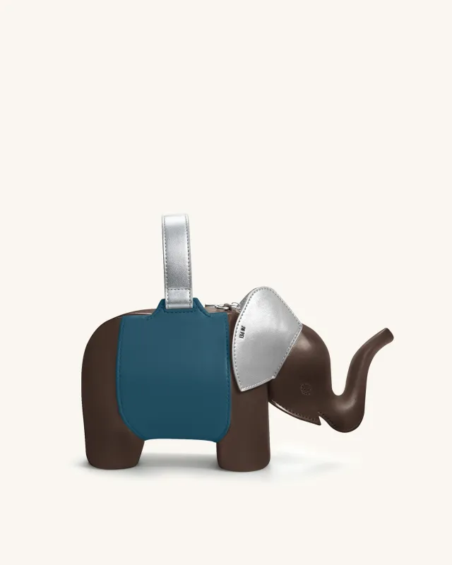 Claire Elephant Shaped Handbag - Dark Brown/Silver made by JW PEI