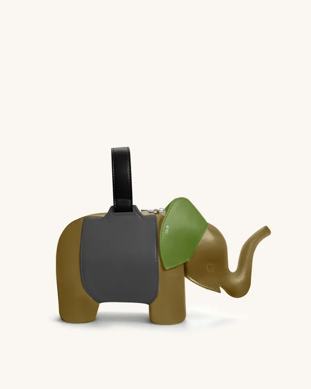 Claire Elephant Shaped Handbag - Olive Green/Dark Gray made by JW PEI