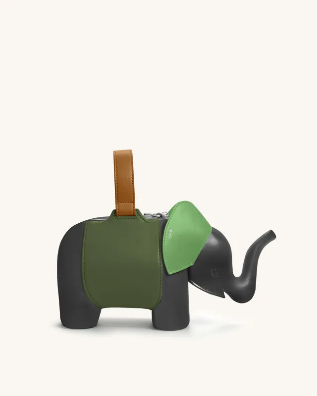 Claire Elephant Shaped Handbag - Dark Gray/Green made by JW PEI