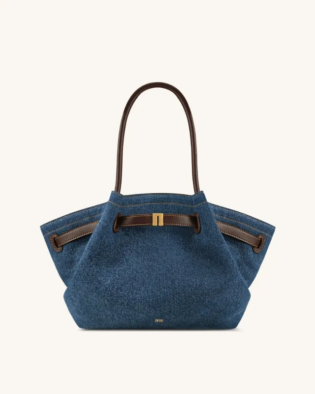 Hana Medium Denim Tote Bag - Blue Denim made by JW PEI