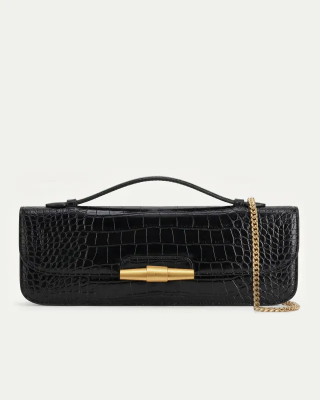 Sophia Chain Clutch - Black Croc sold by JW PEI