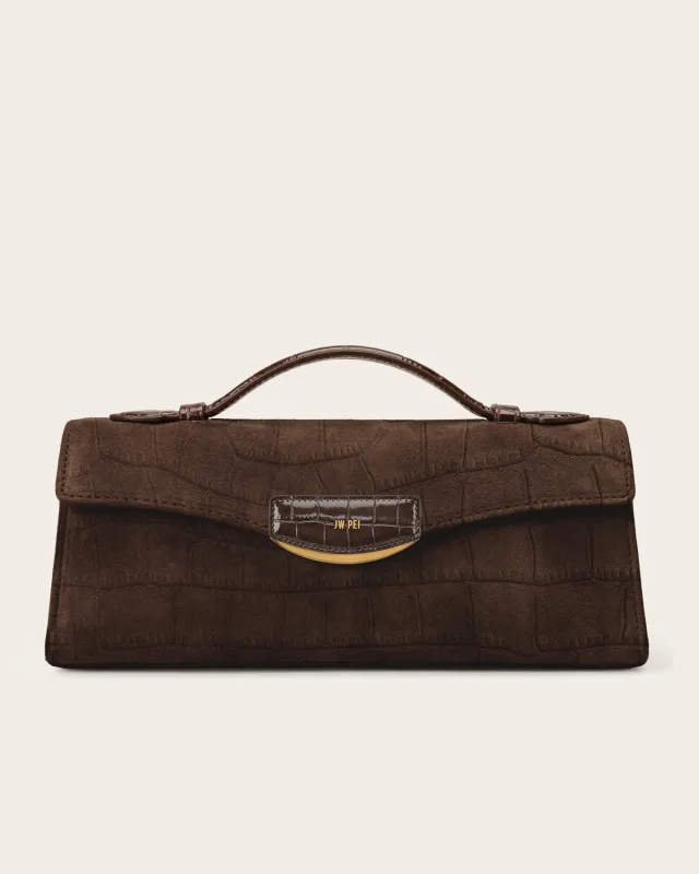 Cleo Faux Suede Top Handle Bag - Brown sold by JW PEI