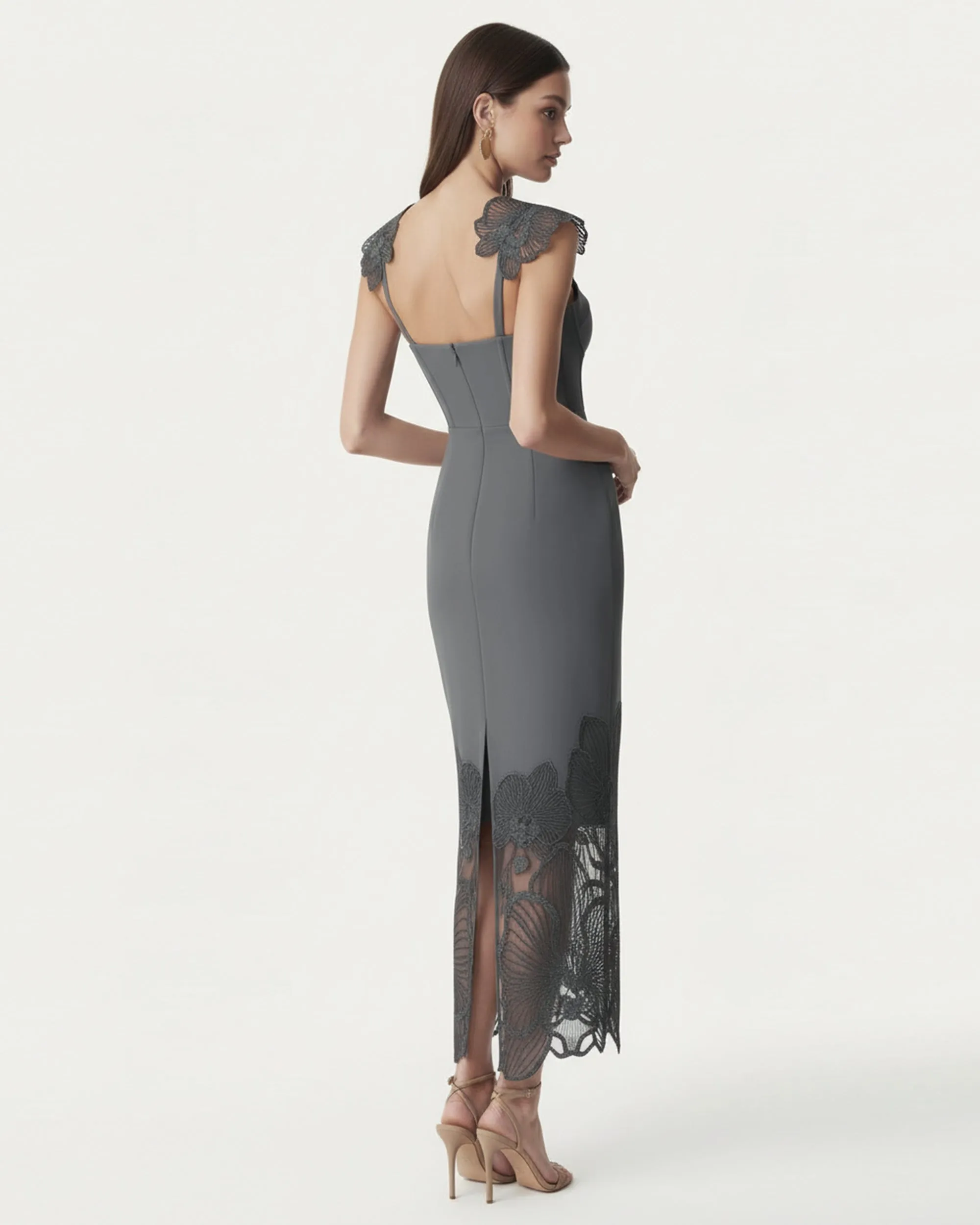 Orchid Embroidered Corset Dress - Charcoal Gray sold by JW PEI product image thumbnail 2