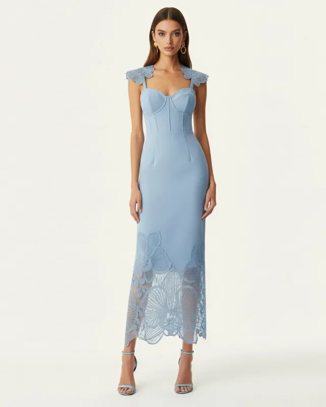 Orchid Embroidered Corset Dress - Powder Blue sold by JW PEI