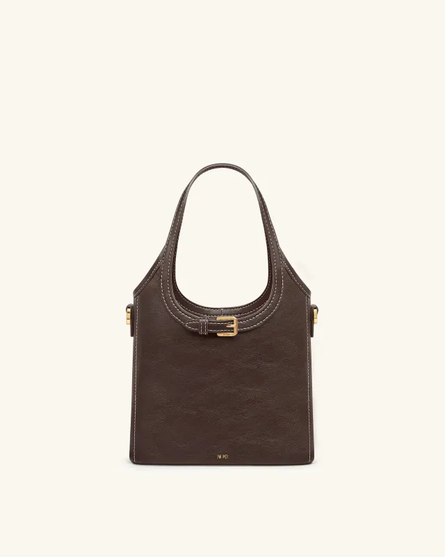 Brooke Mini Belted Embellished Top Handle Bag - Dark Brown made by JW PEI