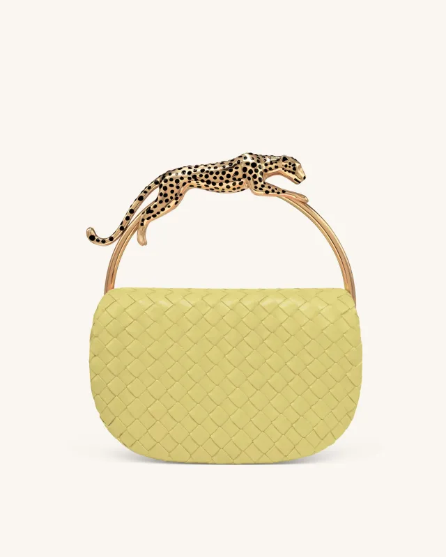 Ione Woven Leopard Shaped Top Handle Bag - Fruit Green made by JW PEI