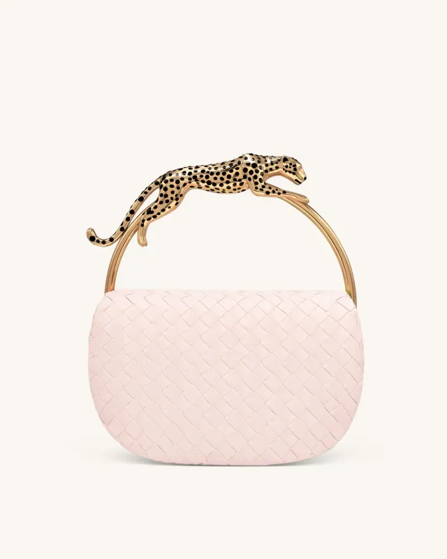 Ione Woven Leopard Shaped Top Handle Bag - Pink made by JW PEI