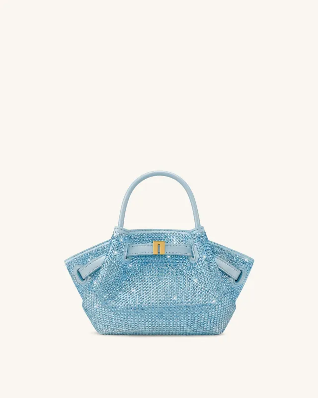 Hana Tiny Artificial Crystal Top Handle Bag - Light Blue sold by JW PEI