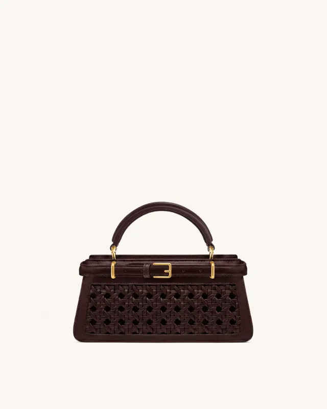 Elena Classic Woven Top Handle Bag - Dark Red made by JW PEI