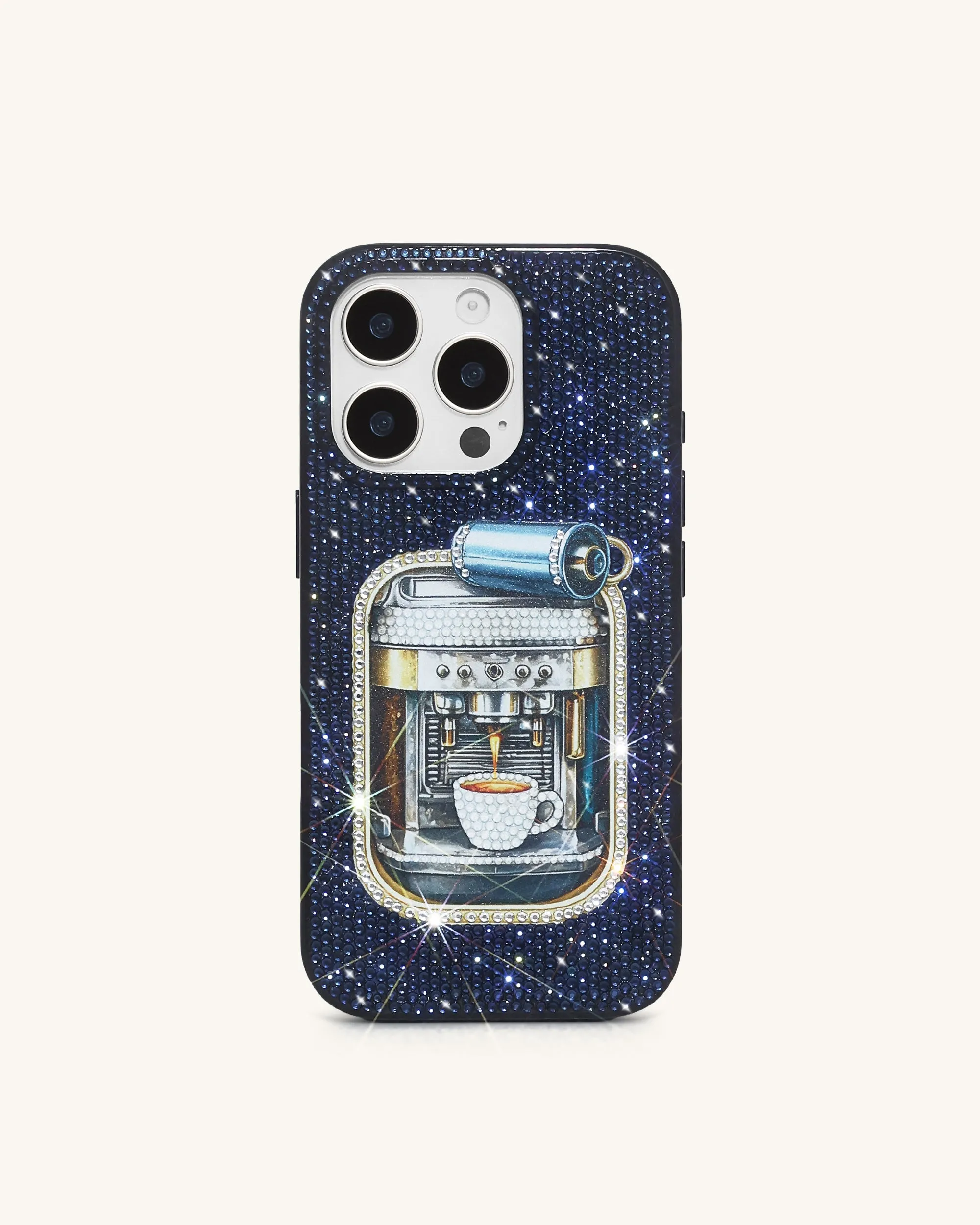 Coffee Tin Artificial Crystal Phone Case - Blue sold by JW PEI