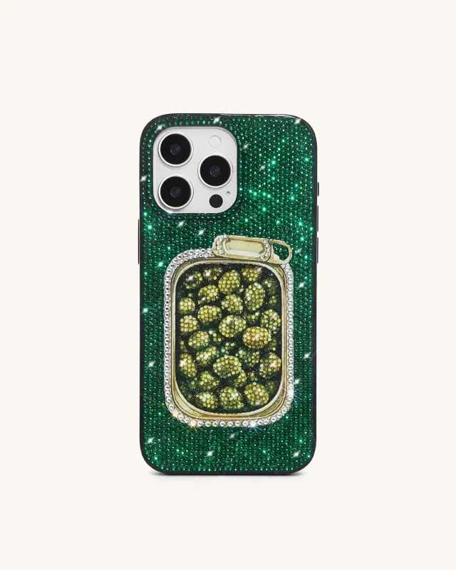 Olive Tin Artificial Crystal Phone Case - Green made by JW PEI
