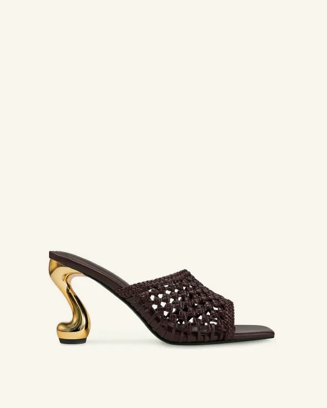 Hannah Woven Heel Mules - Burgundy made by JW PEI