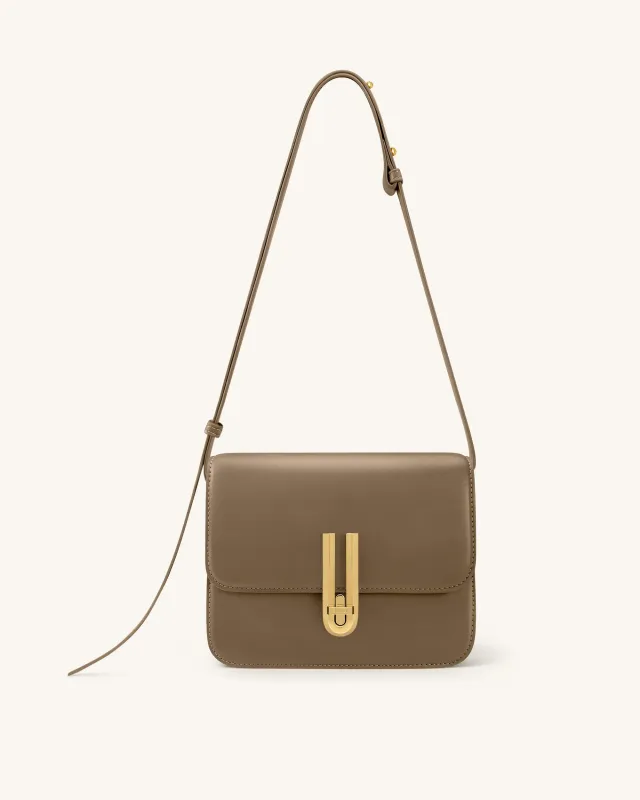 Evania Lock Shoulder Bag - Taupe sold by JW PEI