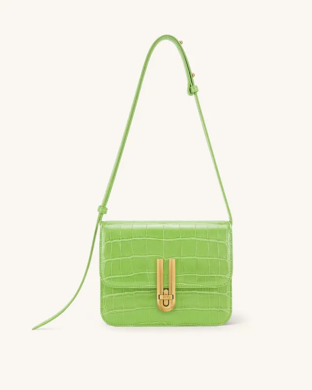 Evania Lock Shoulder Bag - Green Croc made by JW PEI