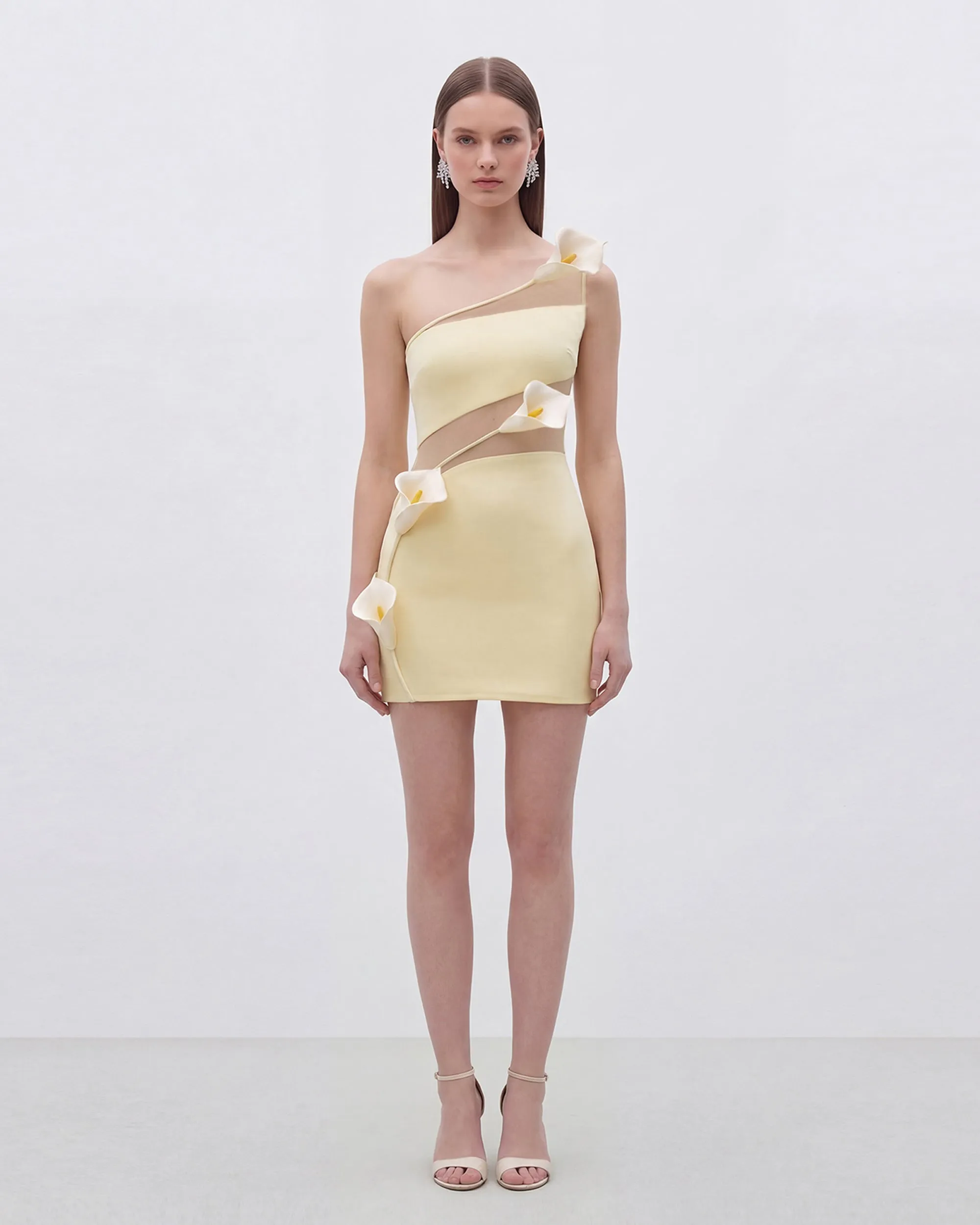 Floral One Shoulder Cutout Dress - Yellow sold by JW PEI