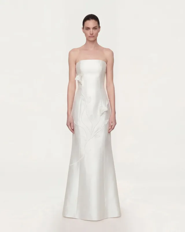 Strapless Floral Polyester Dress - White sold by JW PEI