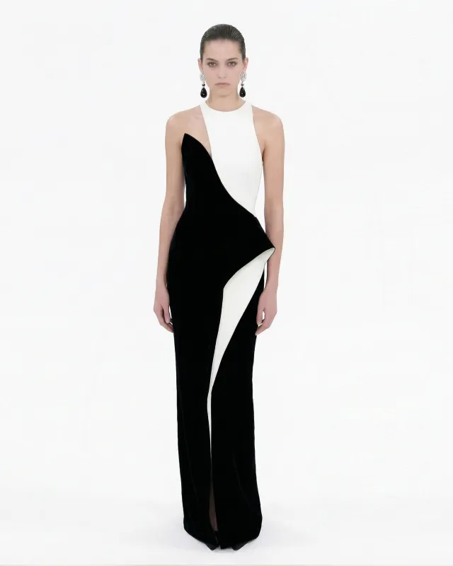 Sculptural Colorblock Maxi Dress - Black White sold by JW PEI