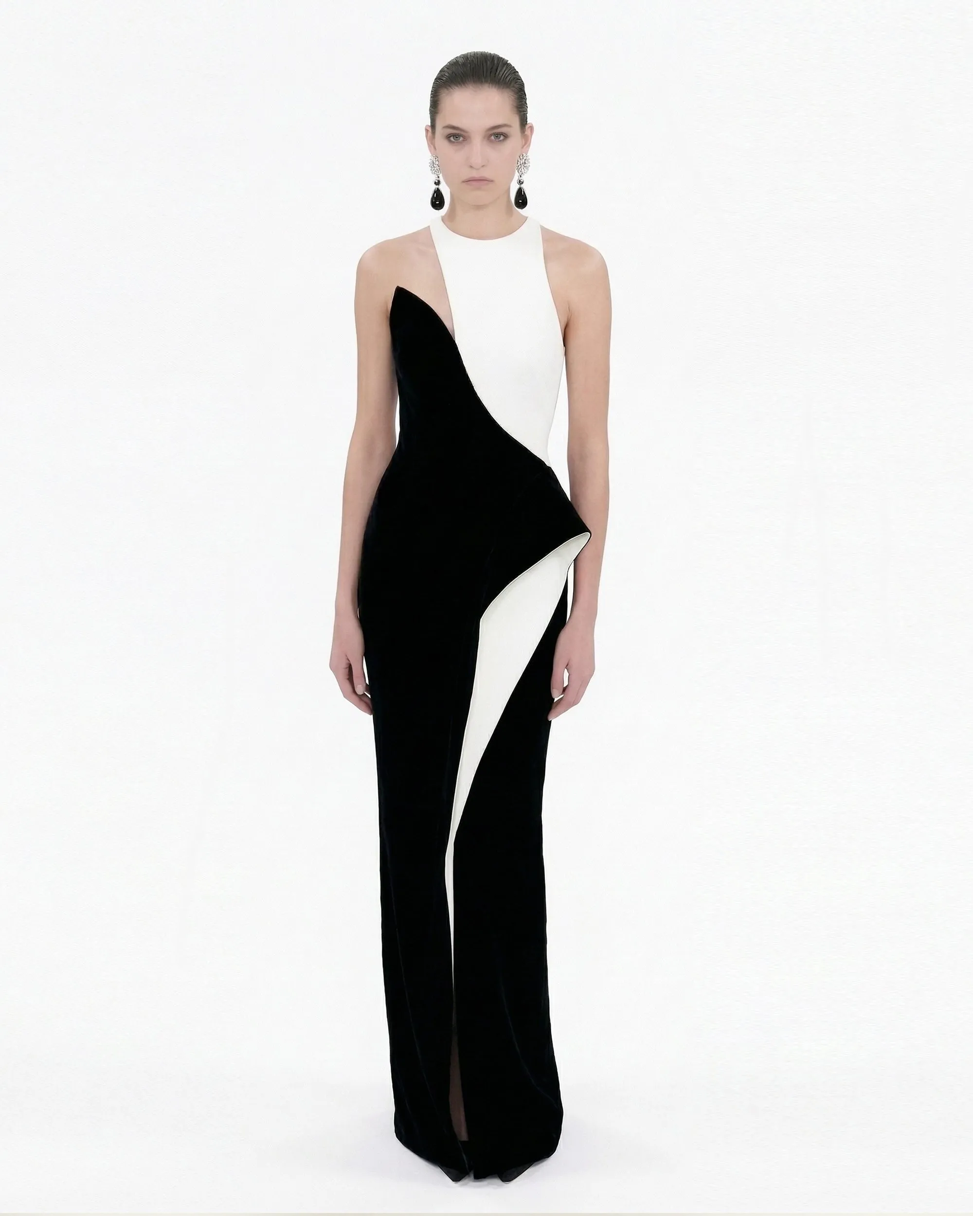 Sculptural Colorblock Maxi Dress - Black White sold by JW PEI