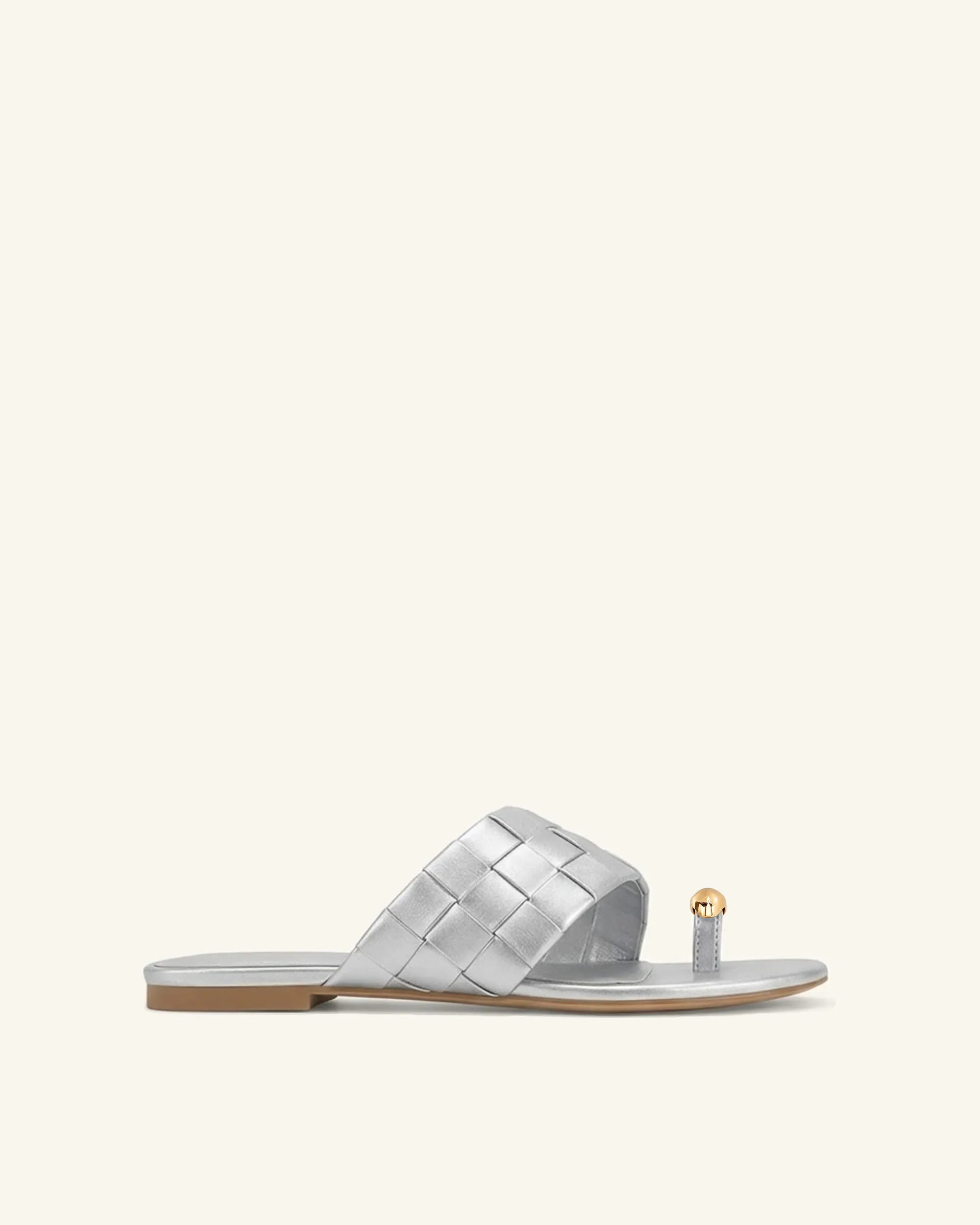Ava Woven Toe Sandals - Metallic Silve sold by JW PEI