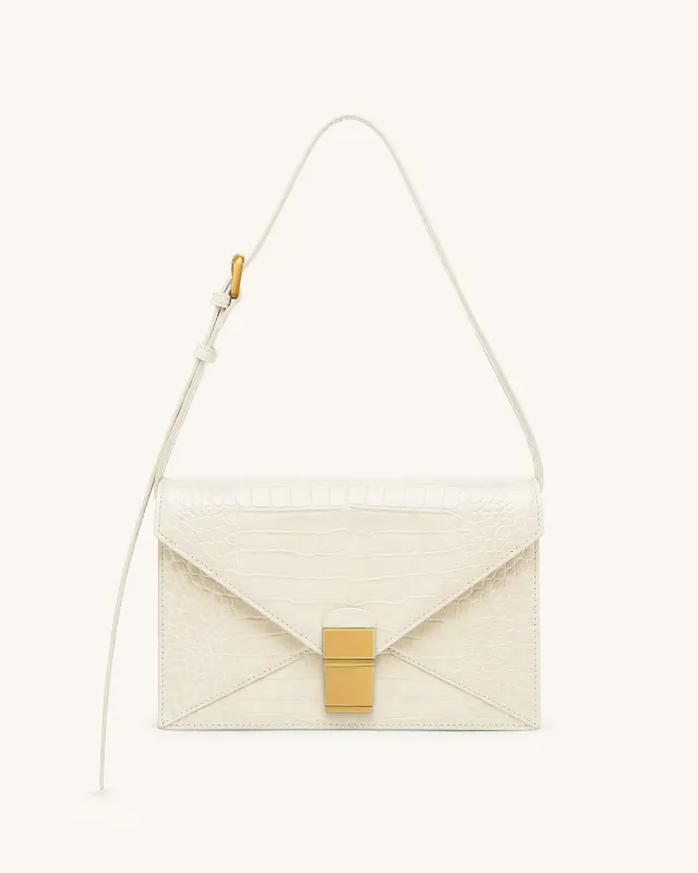 Clio Envelope Crossbody Bag - Ivory Croc made by JW PEI