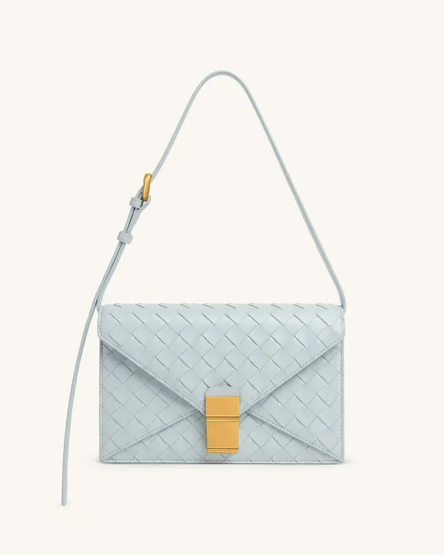 Clio Woven Textured Envelope Crossbody Bag - Light Blue made by JW PEI