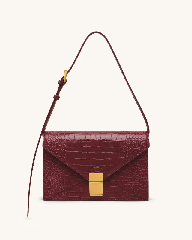 Clio Envelope Crossbody Bag - Burgundy Croc made by JW PEI