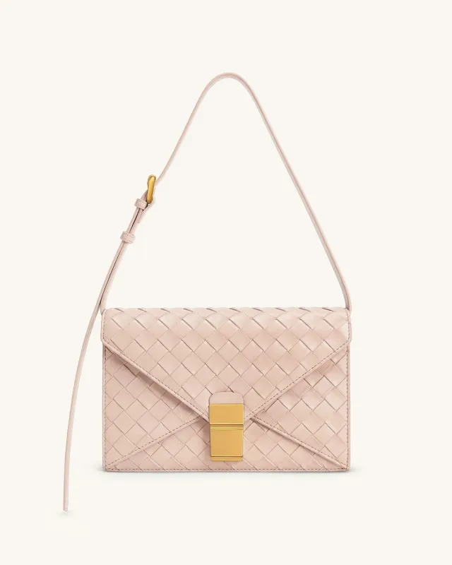 Clio Woven Textured Envelope Crossbody Bag - Light Pink sold by JW PEI