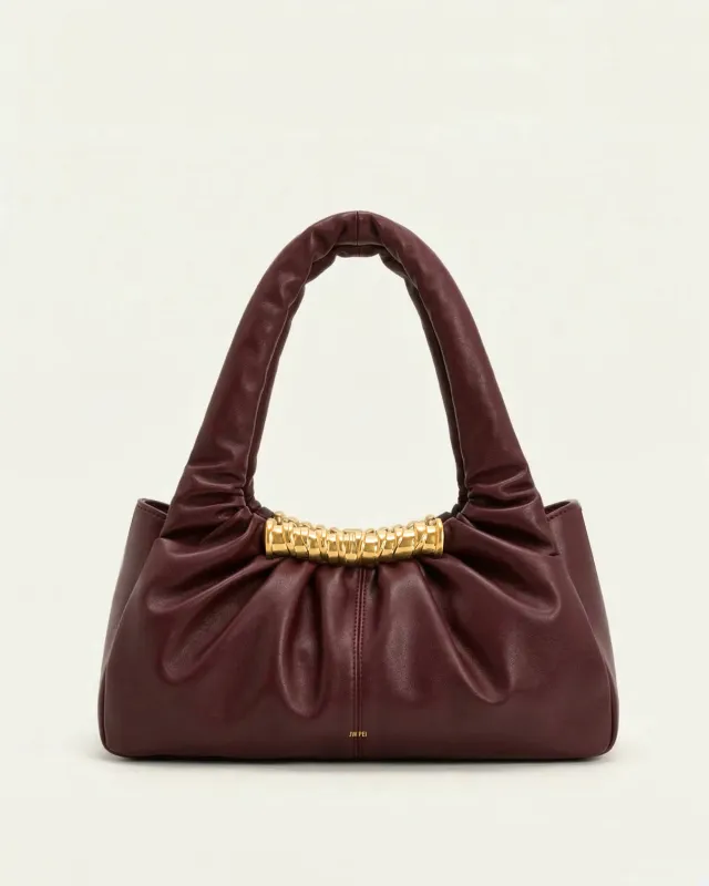 Ava Ruched Top Handle Bag - Burgundy sold by JW PEI