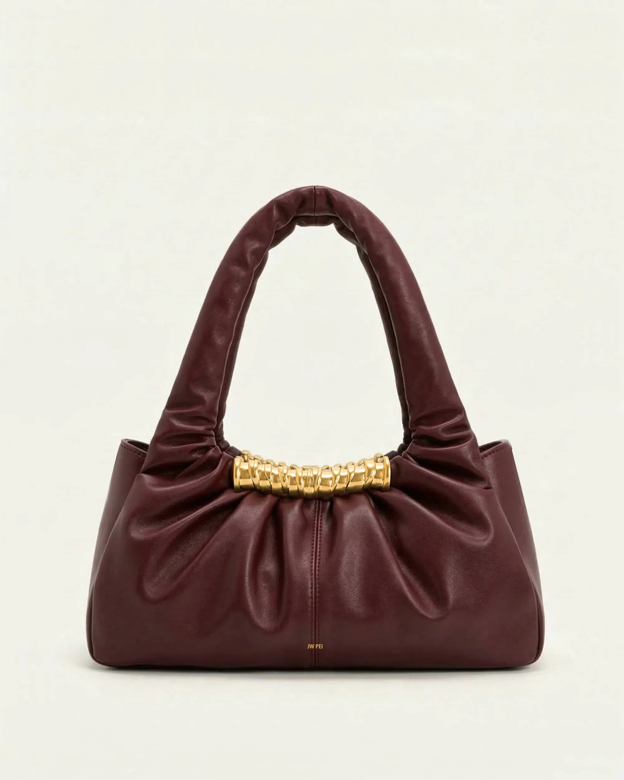 Ava Ruched Top Handle Bag - Burgundy sold by JW PEI