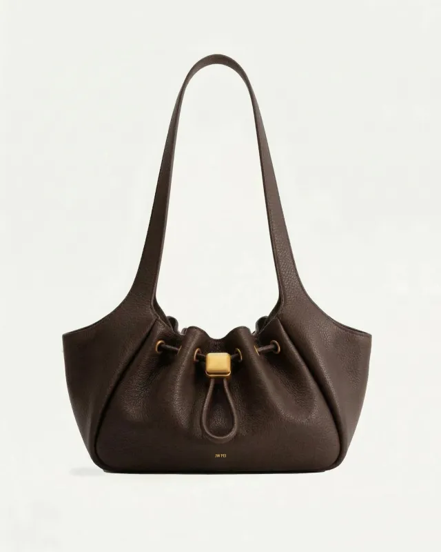 Eden Pebbled Ruched Shoulder Bag - Brown made by JW PEI