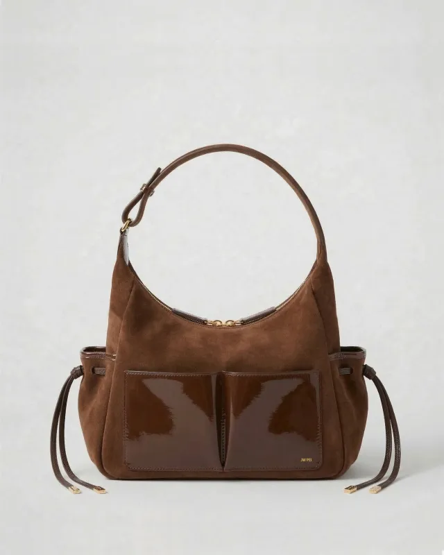 Luna Faux Suede Shoulder Bag - Brown made by JW PEI