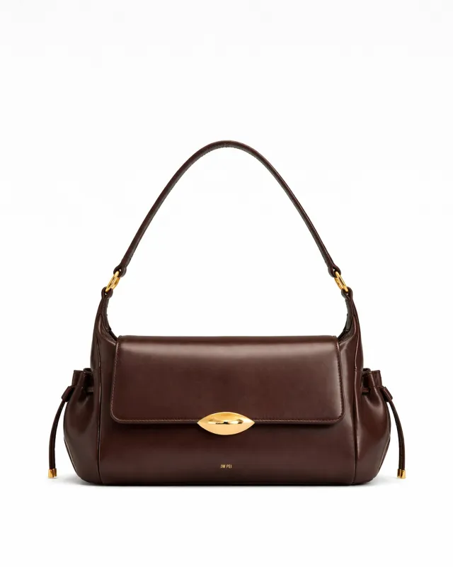Luna Lip Flap Shoulder Bag - Brown made by JW PEI