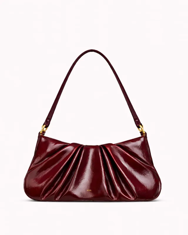 Ella Ruched Shoulder Bag - Burgundy made by JW PEI