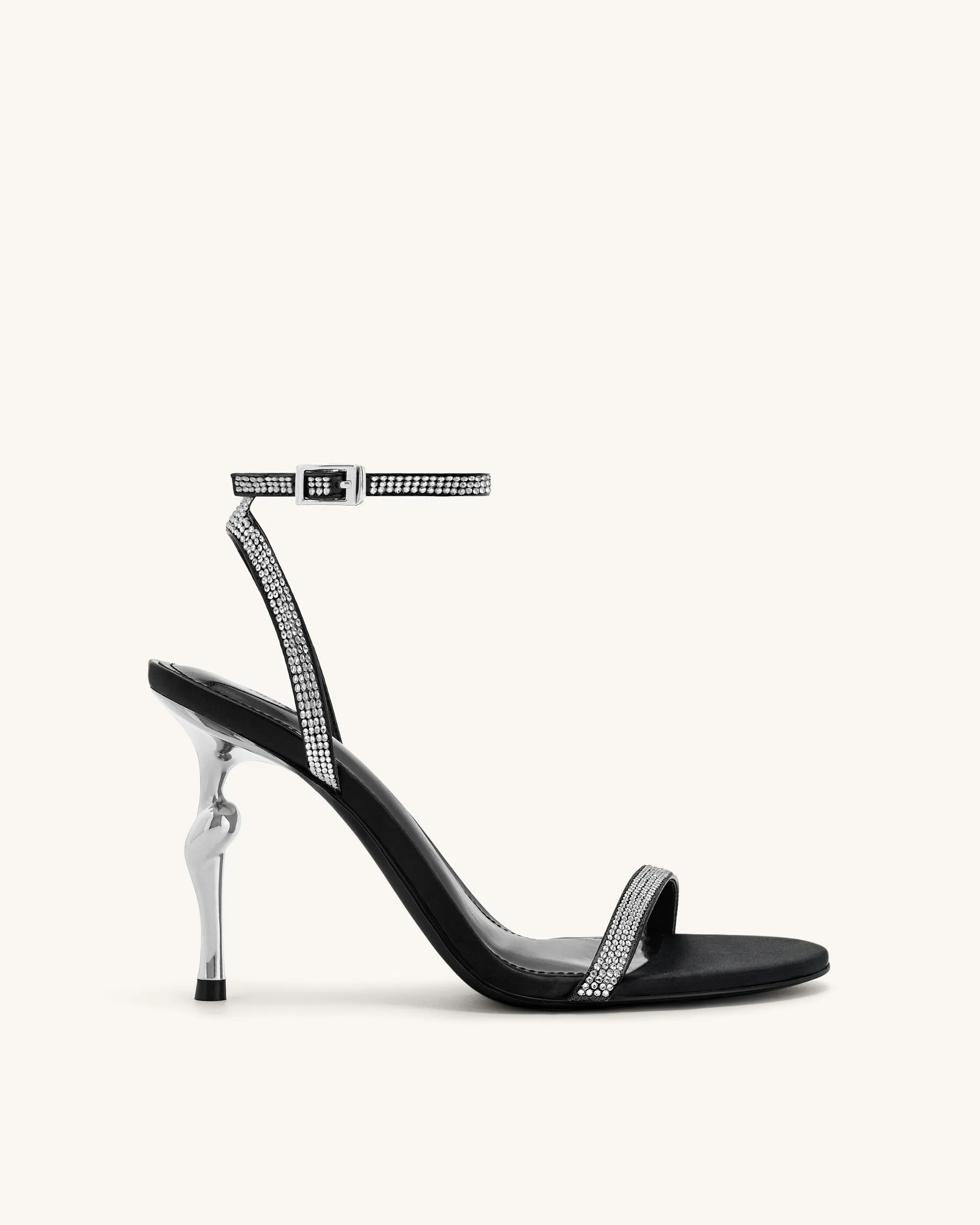 Alivia Artifical Crystal Heel Sandals - Black sold by JW PEI