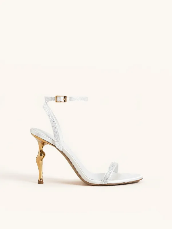 Alivia Artifical Crystal Heel Sandals - White made by JW PEI